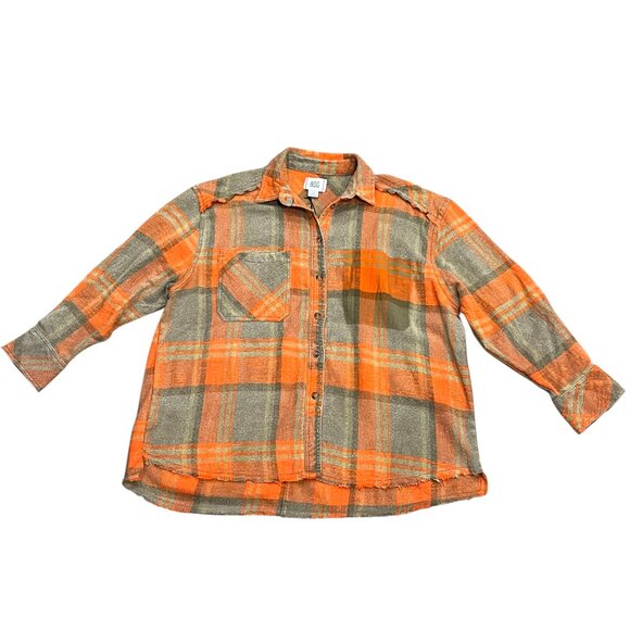 Urban Outfitters BDG Andy Distressed Flannel Shirt, NWT, Orange,  S - Picture 3 of 12